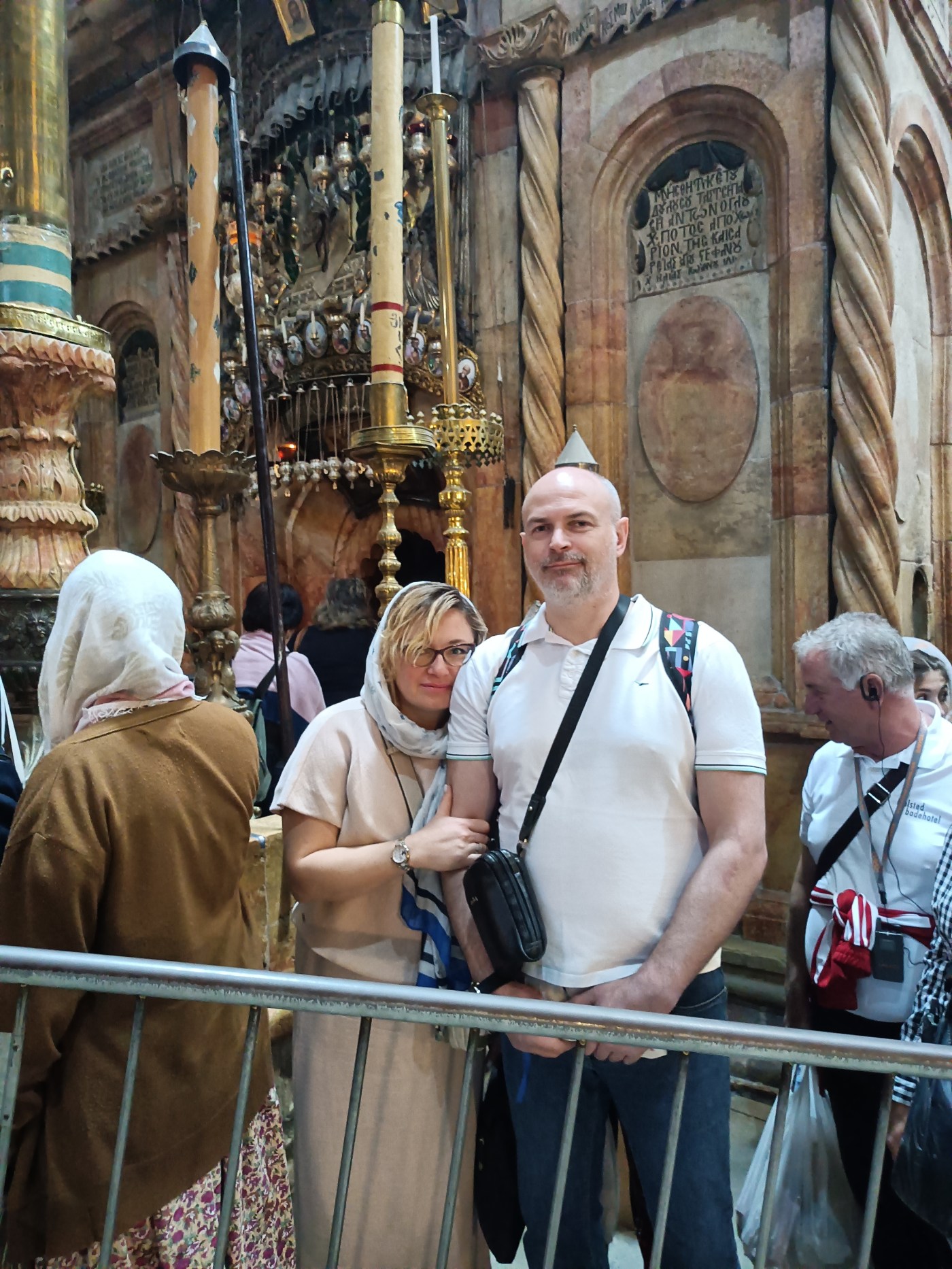 Visitors at a sacred site in Jerusalem